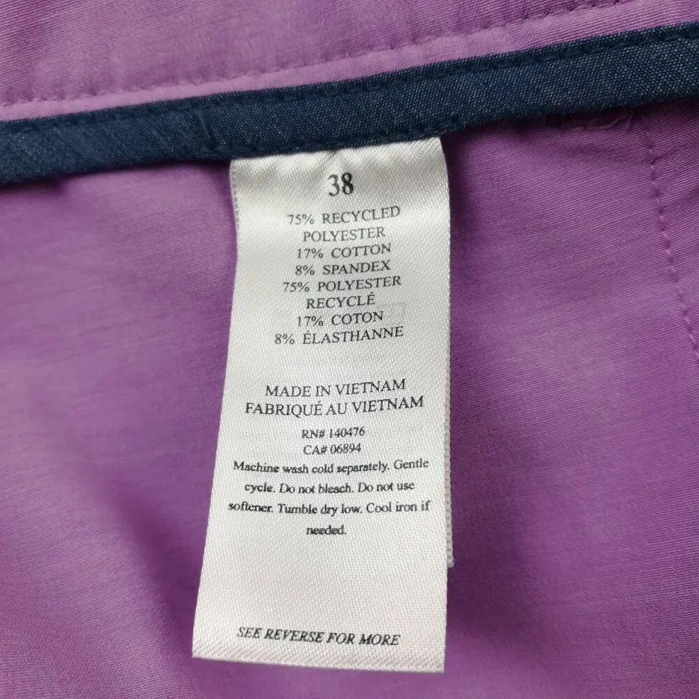Faherty Shorts 9” All Day Belt Loop Stretch Purple Mens 38 MSC0012